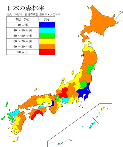 日本 一 の 割合 森林